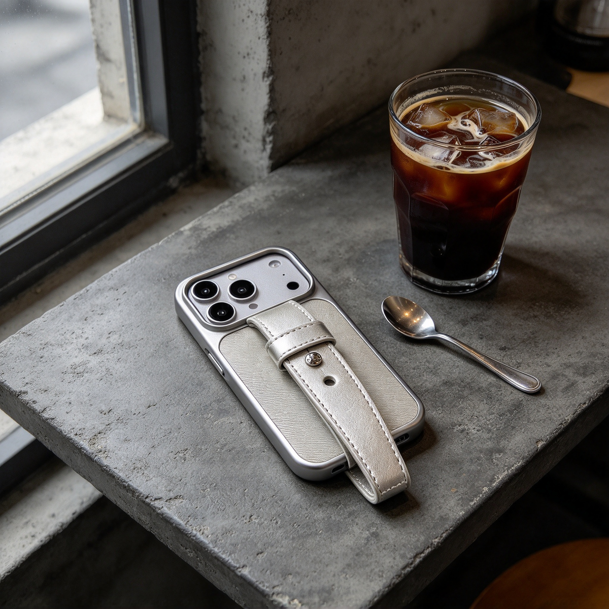 π Phone Case | Premium Vegan Leather | Everyday Carry | Gift For Her | Minimal Wrist Strap Style