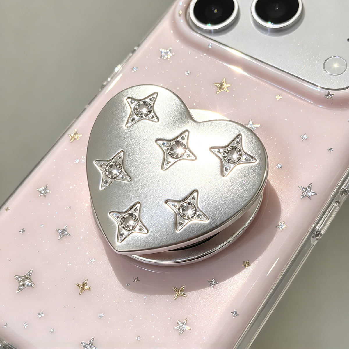 ✨ Phone Case | Premium TPU Material | Daily Fashion | Gift For Girls | Crystal Star Heart Design
