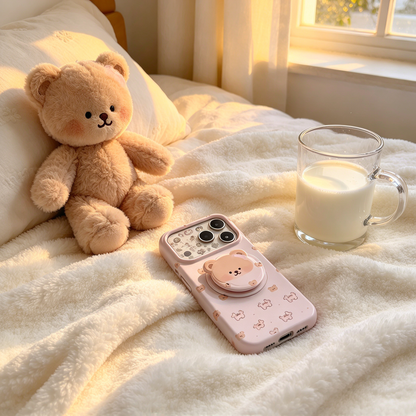 🧸 Phone Case | Soft TPU Material | Daily Fashion | Gift For Girls | Magnetic Bear Holder Design