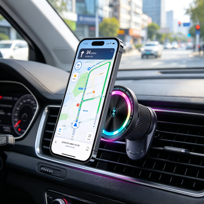 ⚡ Magnetic Charger | ABS Alloy | Car Dashboard | Drivers | RGB Light Design
