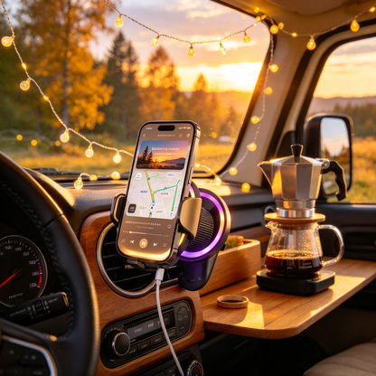 ⚡ Magnetic Charger | ABS Alloy | Car Dashboard | Drivers | RGB Light Design