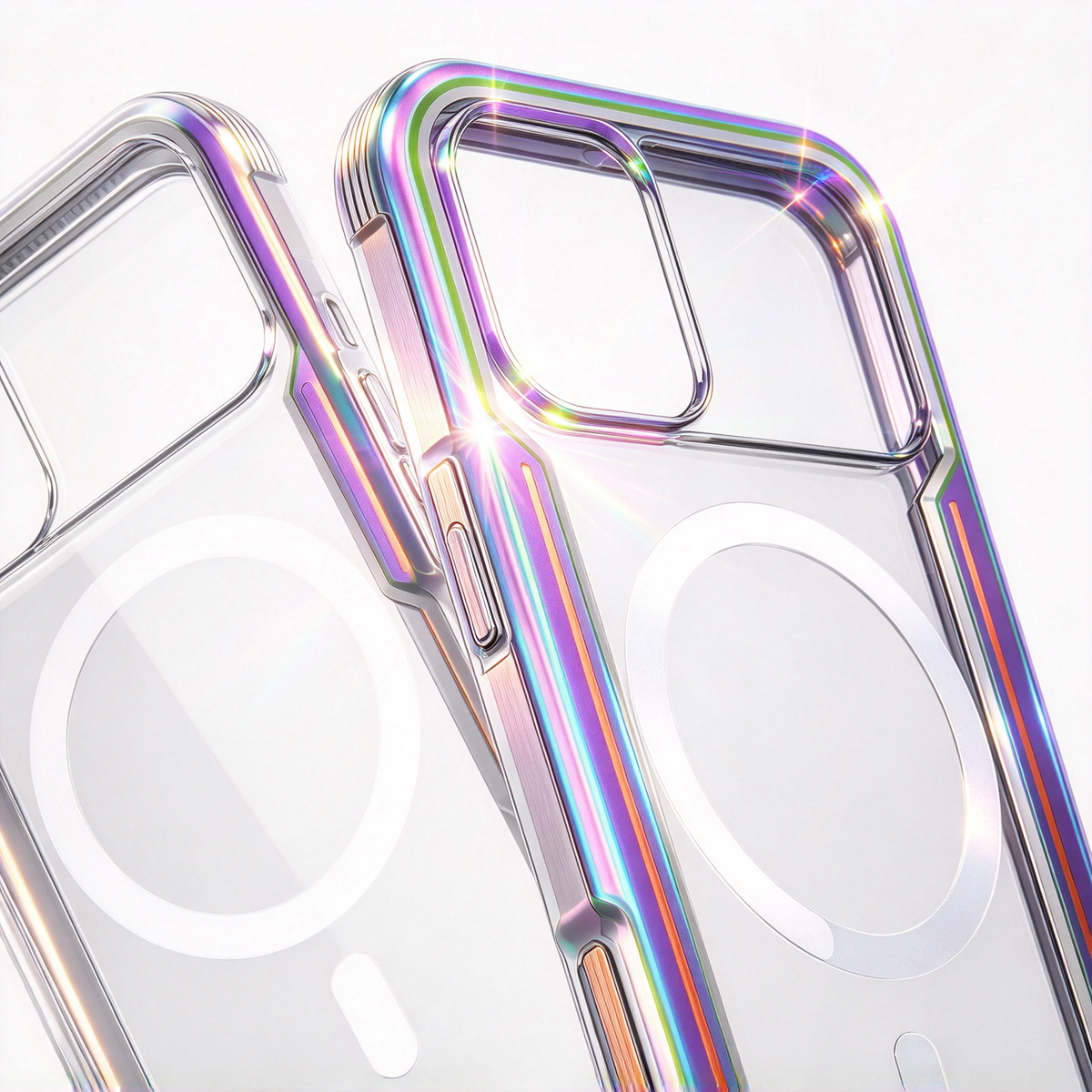 🌈 Phone Case | Metal Frame Material | Daily Protection | Gift For Phone Lovers | Magnetic Clear Armor Design
