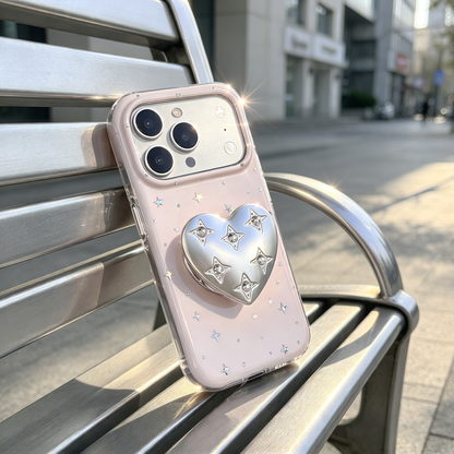 ✨ Phone Case | Premium TPU Material | Daily Fashion | Gift For Girls | Crystal Star Heart Design