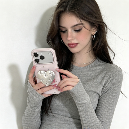 ✨ Phone Case | Premium TPU Material | Daily Fashion | Gift For Girls | Crystal Star Heart Design