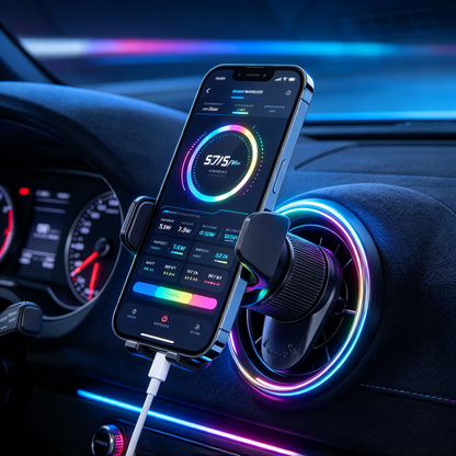⚡ Magnetic Charger | ABS Alloy | Car Dashboard | Drivers | RGB Light Design