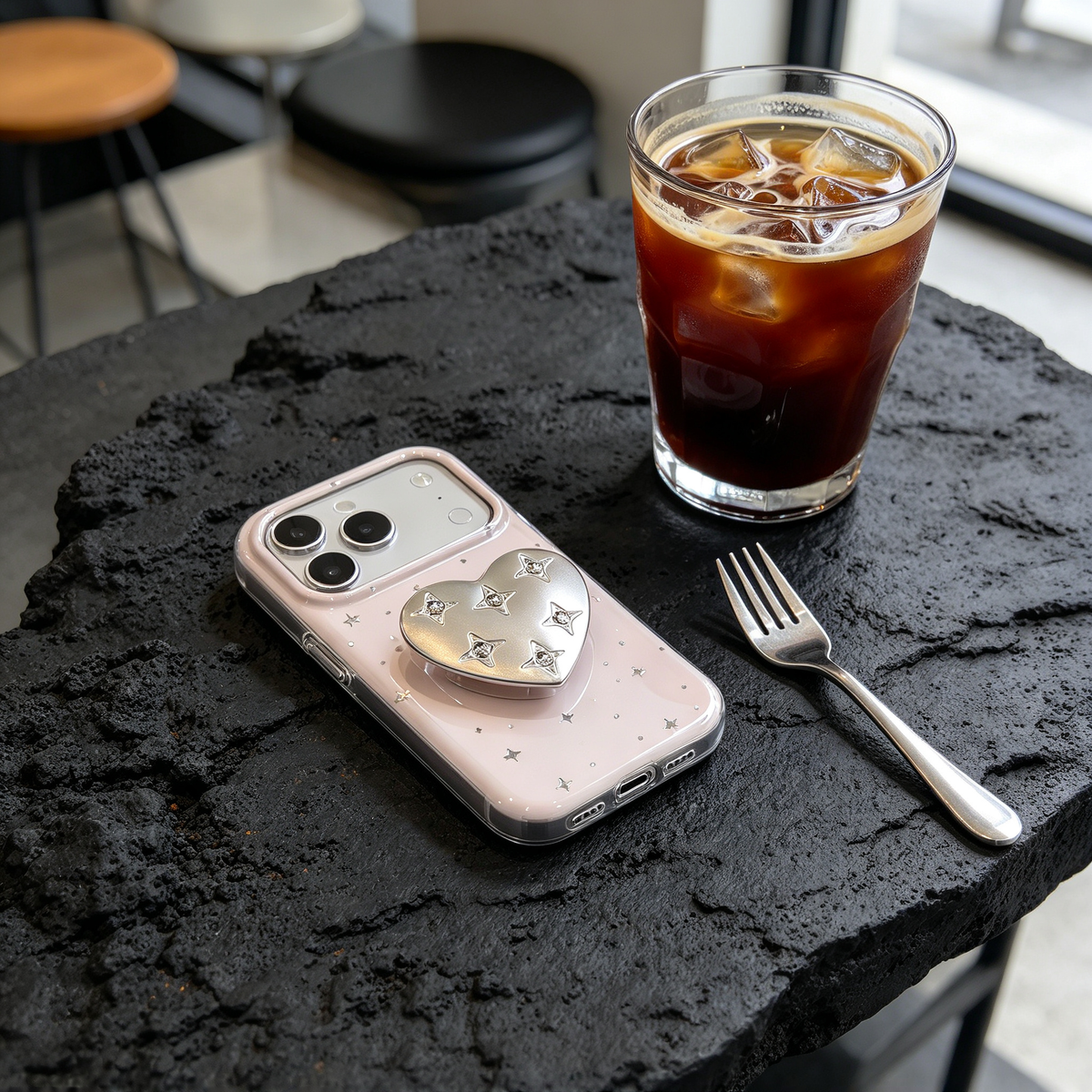 ✨ Phone Case | Premium TPU Material | Daily Fashion | Gift For Girls | Crystal Star Heart Design