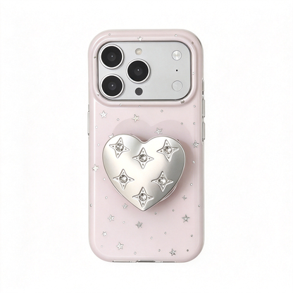 ✨ Phone Case | Premium TPU Material | Daily Fashion | Gift For Girls | Crystal Star Heart Design