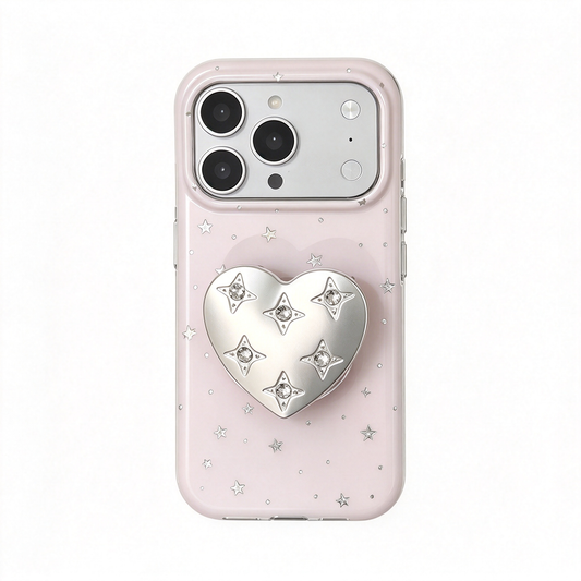 ✨ Phone Case | Premium TPU Material | Daily Fashion | Gift For Girls | Crystal Star Heart Design