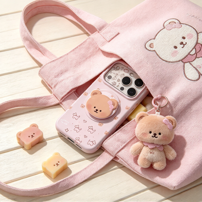 🧸 Phone Case | Soft TPU Material | Daily Fashion | Gift For Girls | Magnetic Bear Holder Design